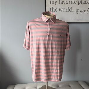 Southern Marsh Pink and Gray Striped Polo Shirt
